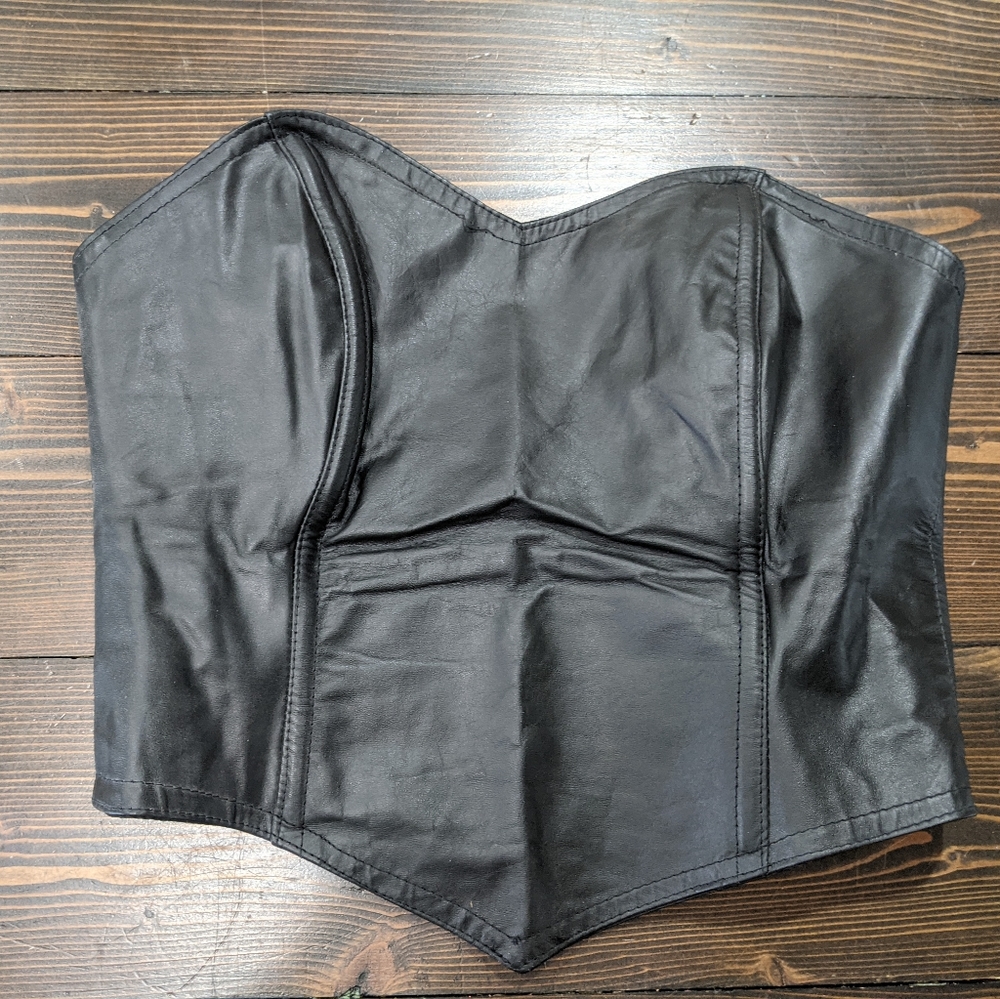 OBO Black leather corset bustier size S/M, vintage